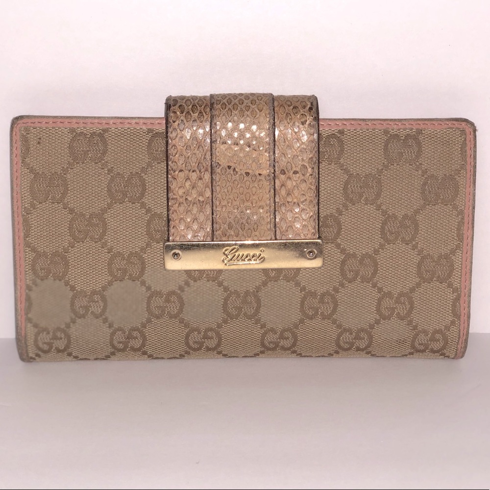 Gucci Exotic Skin Pink Tone Continental Wallet